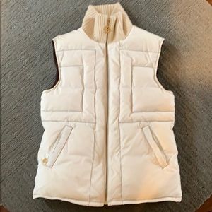 Tory Burch white fleece lined puffer vest